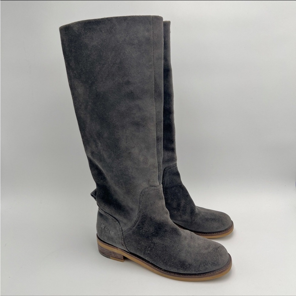 Grey suede slouch boots